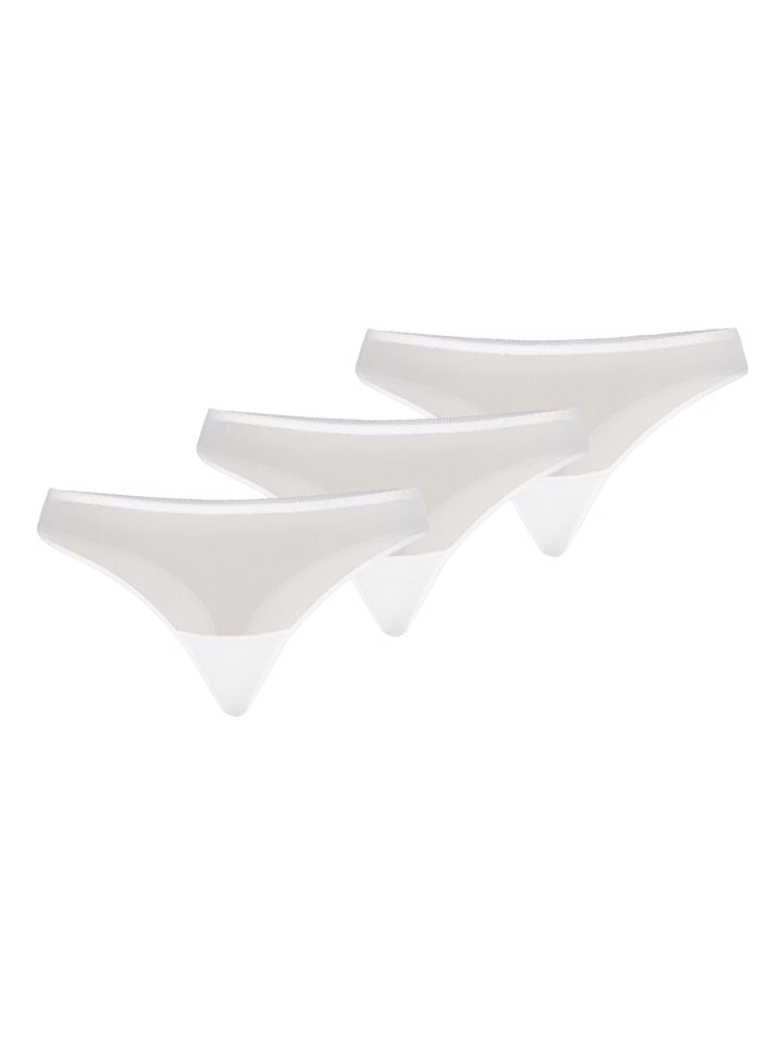 3er Pack: Mesh Tanga Nikola in weiß