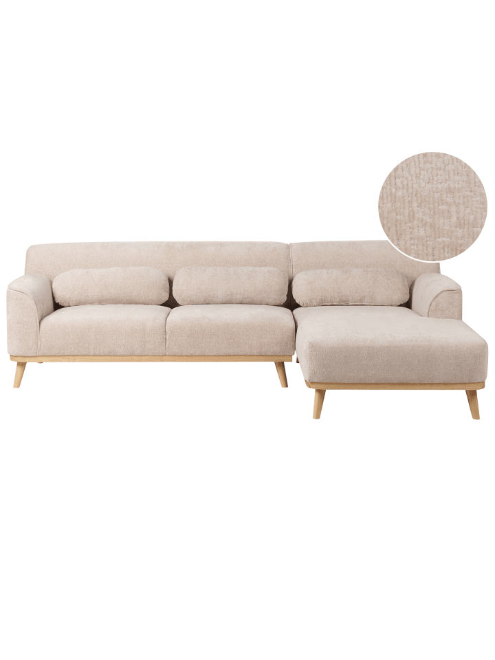 4-tlg Ecksofa SIMOS in Beige/Braun linksseitig