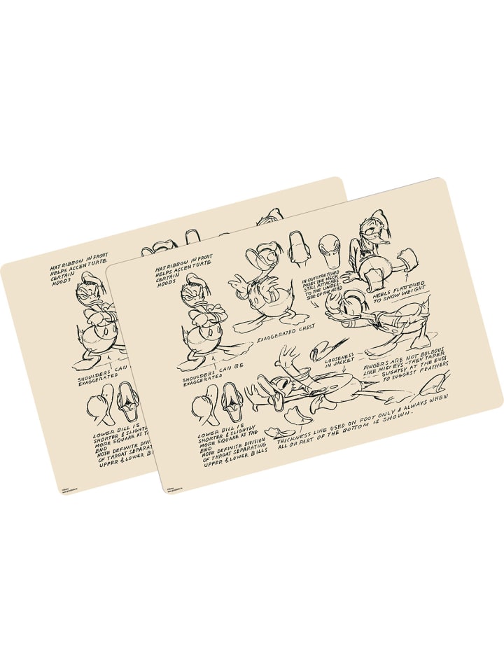 Platzset Donald Duck Vintage 2er Set in Beige - 43x29x0,1