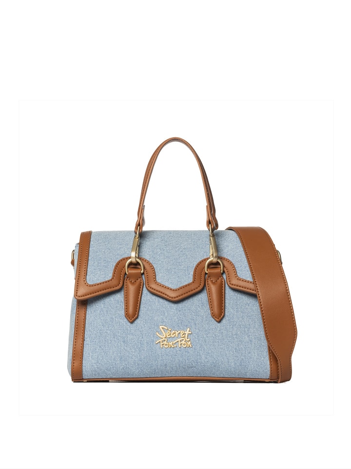 Handbag in BLU JEANS E CUOIO