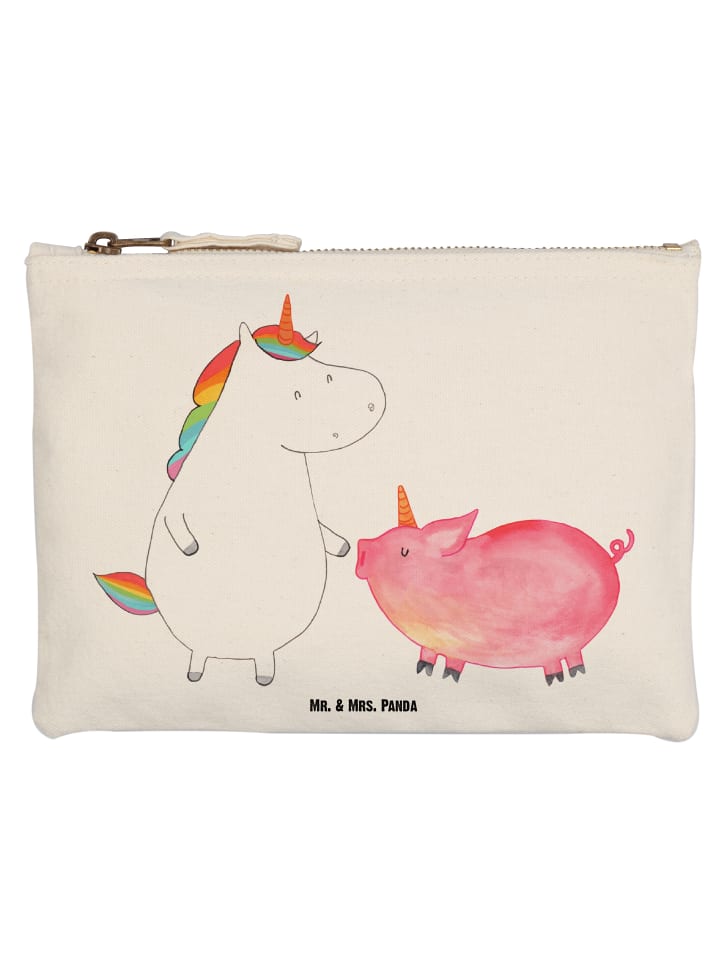 Kulturbeutel Einhorn Schwein ohne Spruch in Weiß
