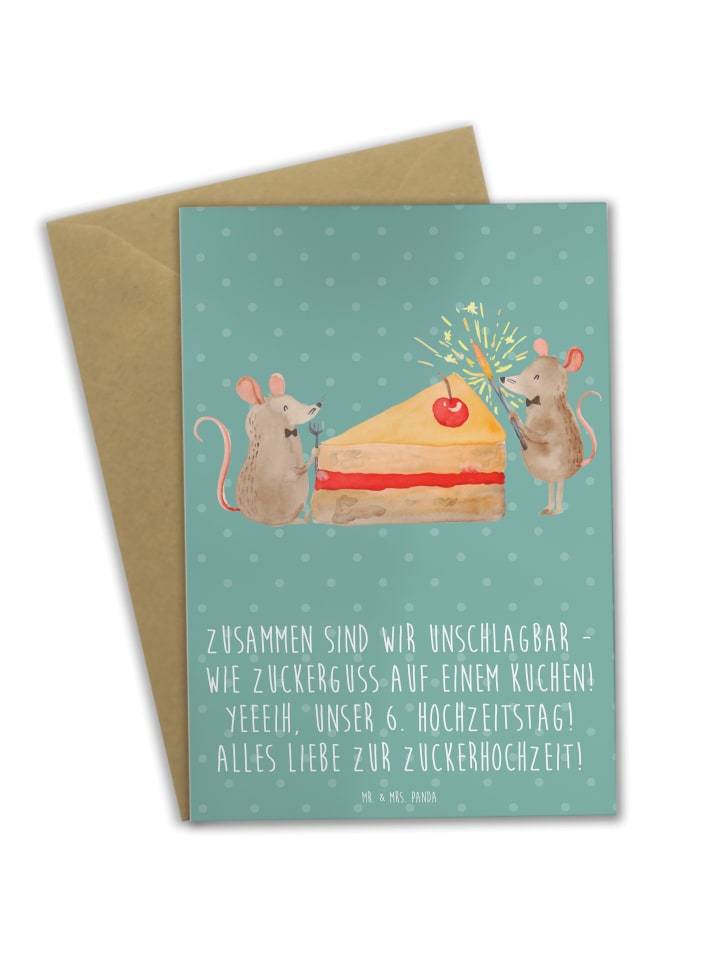 Grußkarte 6. Hochzeitstag Zuckerhochzeit mit Sp... in Meeresbrise