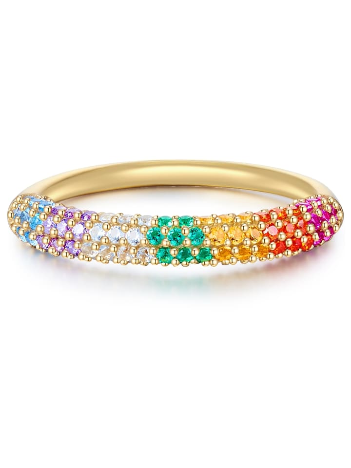 Ring aus Sterling Silber mit Zirkonia in gelbgold