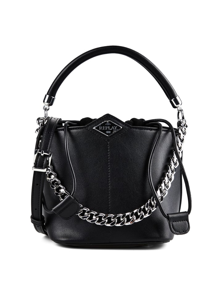 Beuteltasche Leder 20 cm black