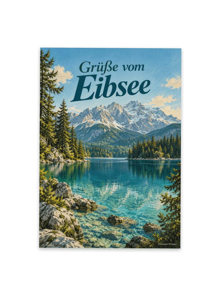 Postkarte See idyllisch Design mit Spruch in Weiß