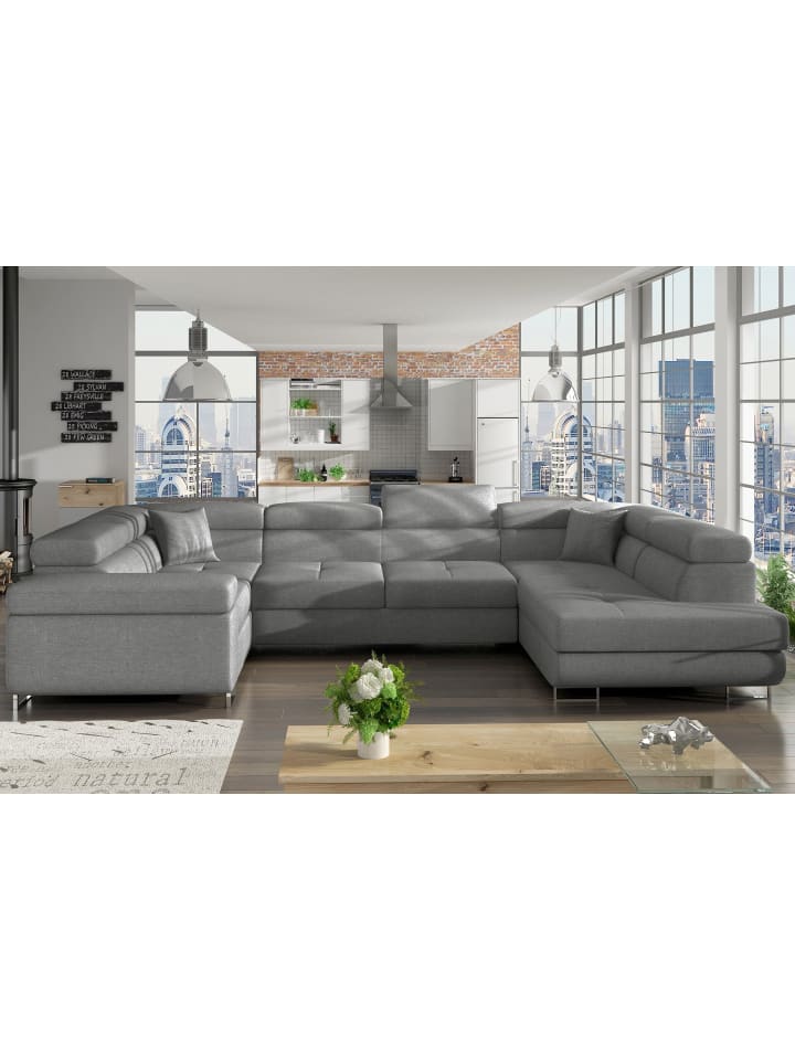 Lavin Recamiere Rechts in Grau - (L) 340 x (B) 340 x (H) 90 cm