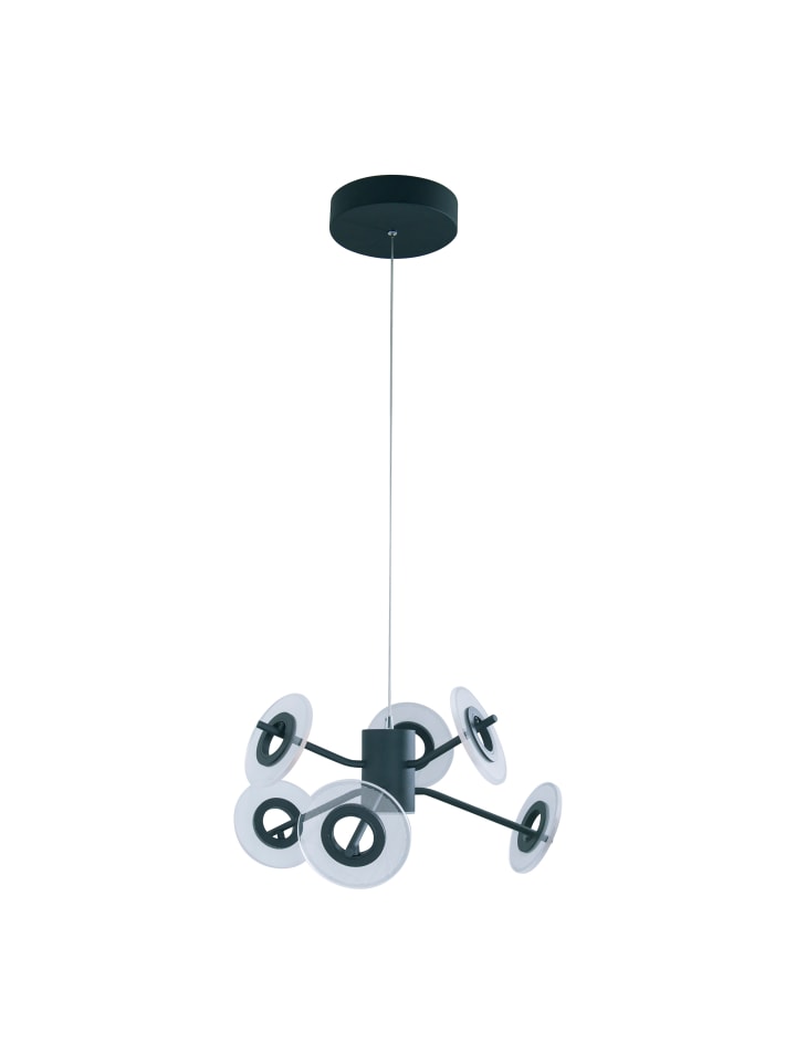 LED Pendelleuchte "DISCUS" in schwarz - (L)57 cm x (B)57 cm x (H)150 cm - EEK E