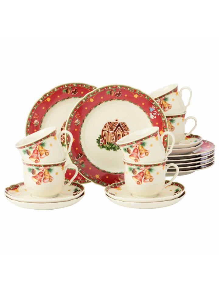 18-tlg. Kaffeeservice Marieluise Weihnachtsnostalgie in Bunt