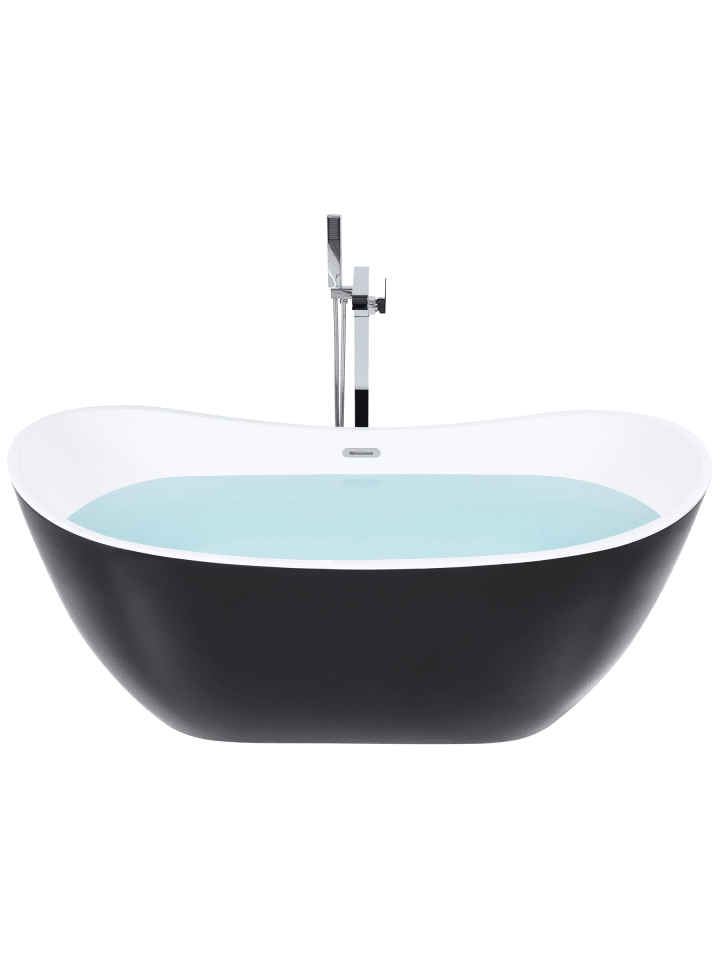 2-tlg Freistehende Badewannen ANTIGUA in Schwarz/Weiß/Silber