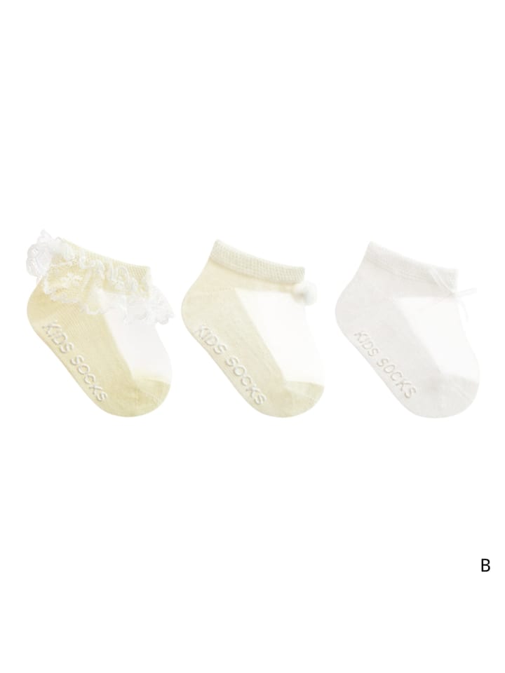 3er-Set Baby Sommersocken mit Bündchen in Gelb