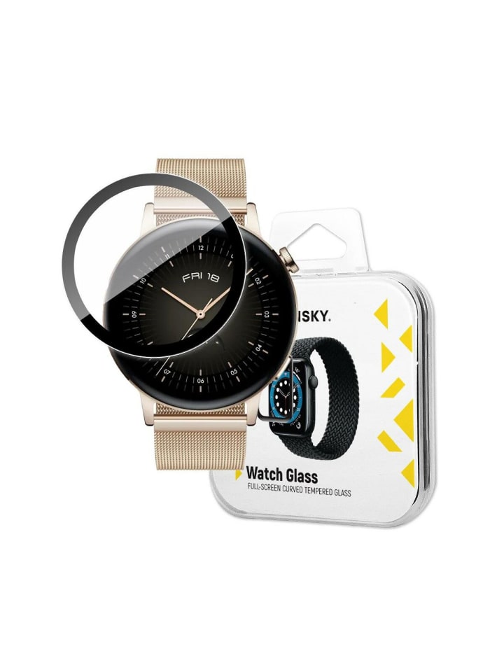 Schutzglas Full Glue kompatibel mit Huawei Watch GT 3 (46mm) Schwarz in Schwarz