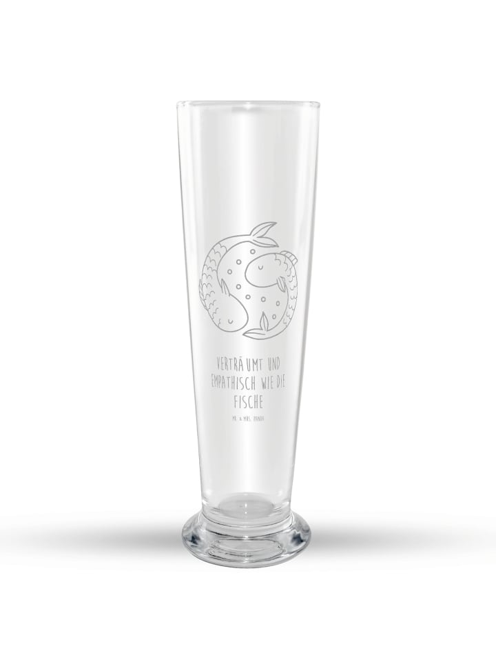 Bierglas Sternzeichen Fische mit Spruch in Transparent