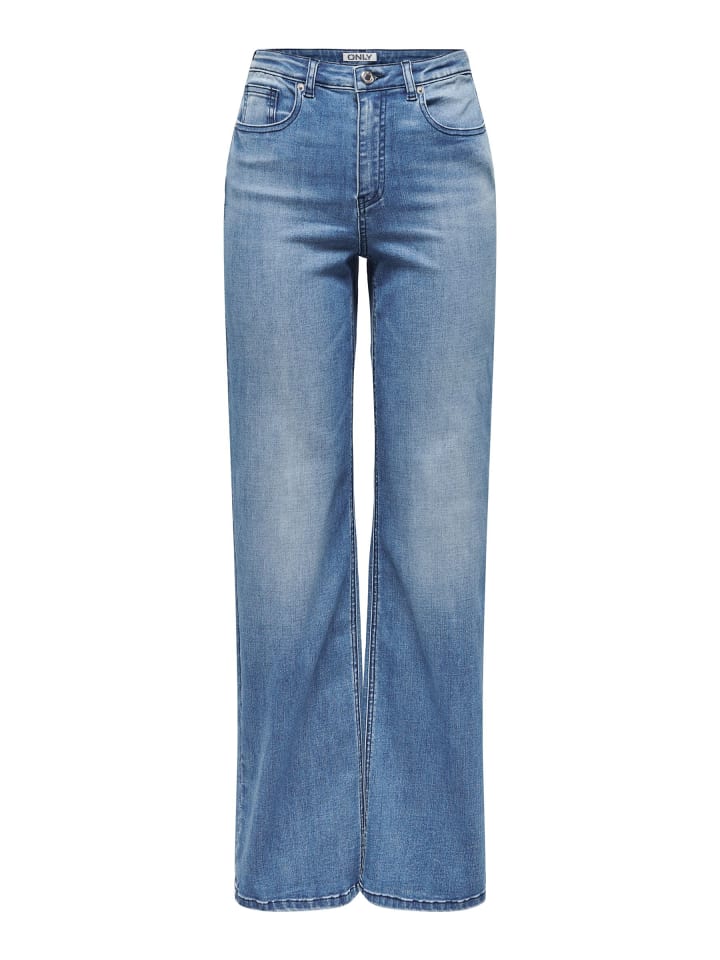 Jeans mit weitem Bein in Medium Blue Denim
