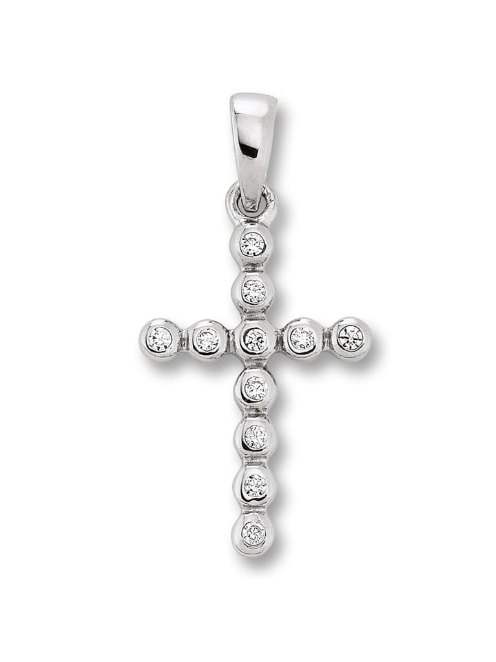 Zirkonia Kreuz Anhänger aus 925 Silber in silber