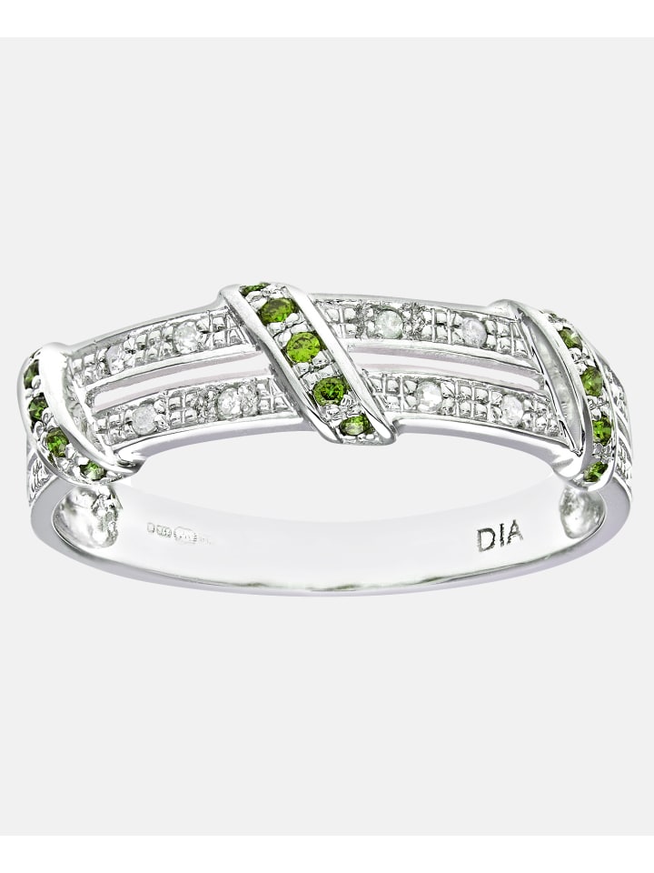 Eternity-Ring aus 375 Weißgold mit Diamant gedreht