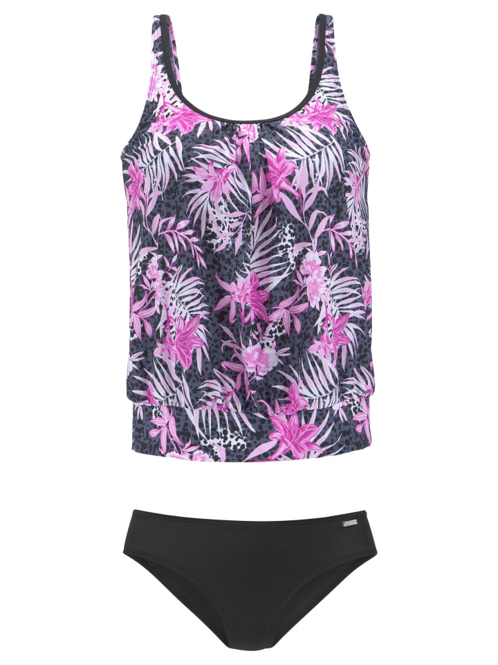 Oversize-Tankini in marine-pink