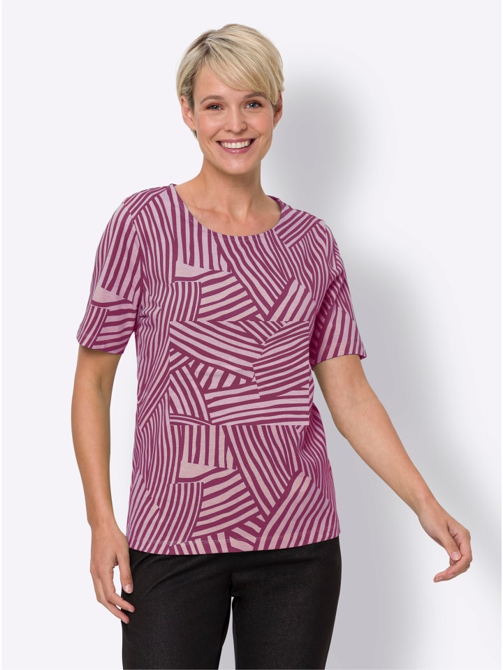 Kurzarm-Shirt in malve-rosé-bedruckt