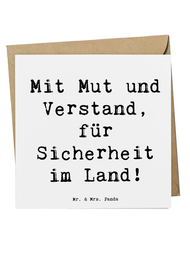 Grußkarte Spruch Polizist Mut Verstand mit Spruch in Weiß