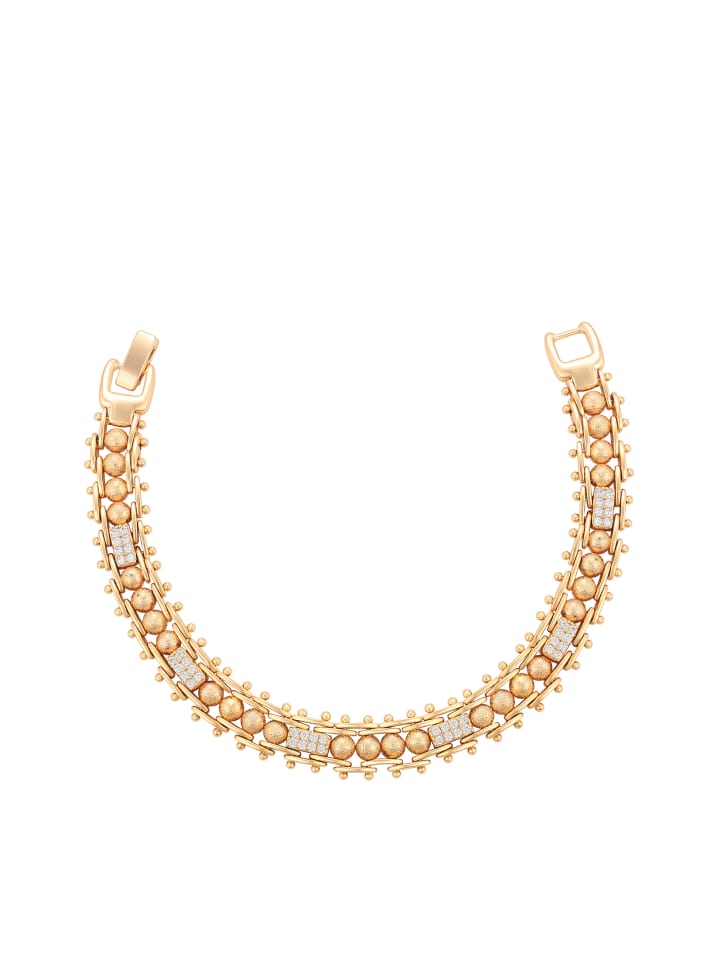 Women Link Bracelet With Beads in Rose Gold