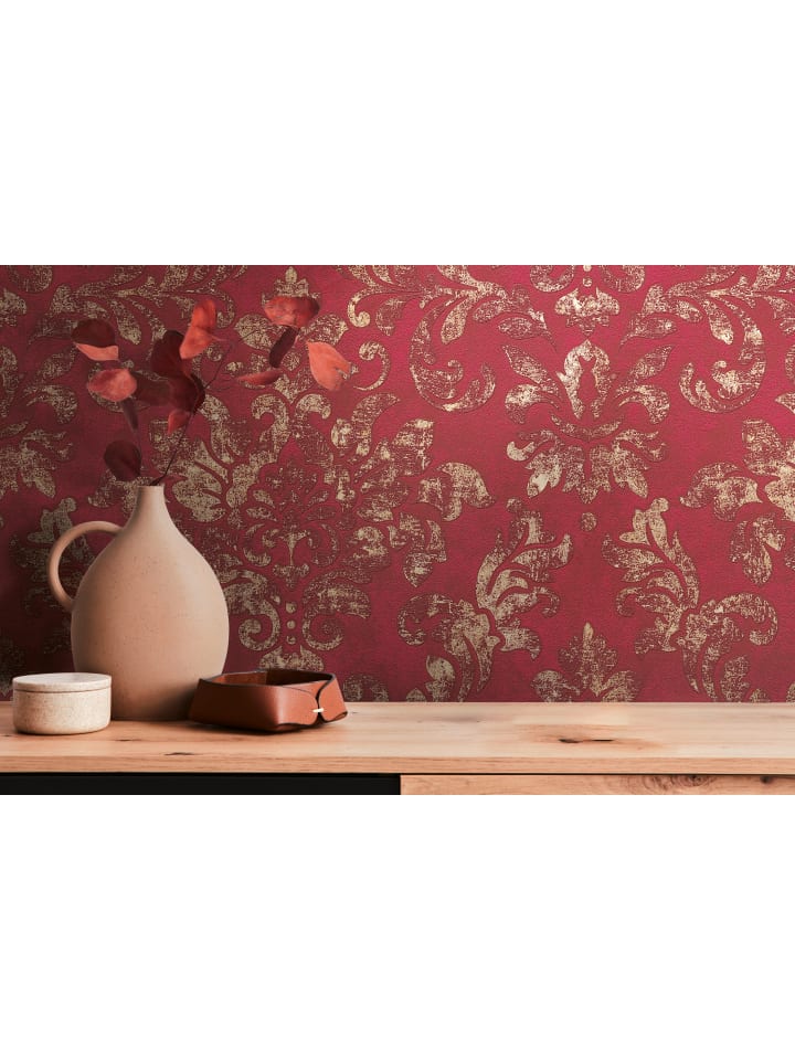Tapete Royal Baroque in Rot-Gold