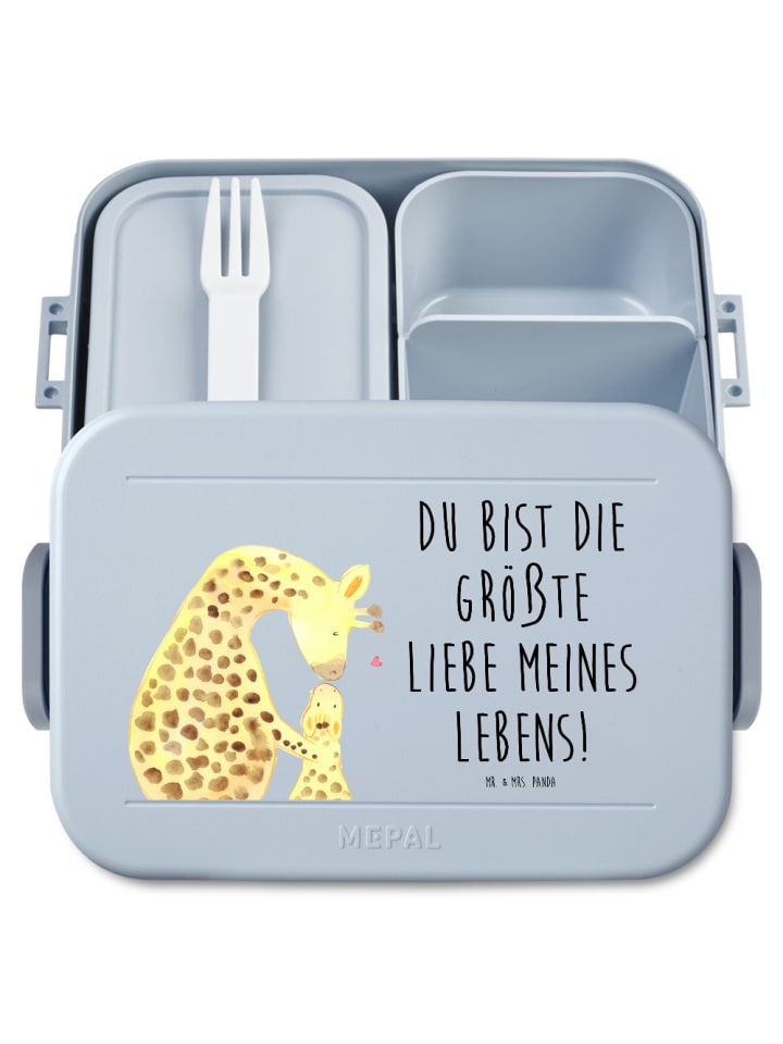 Lunch Box Giraffe Kind Motiv mit Spruch in Blau Pastell