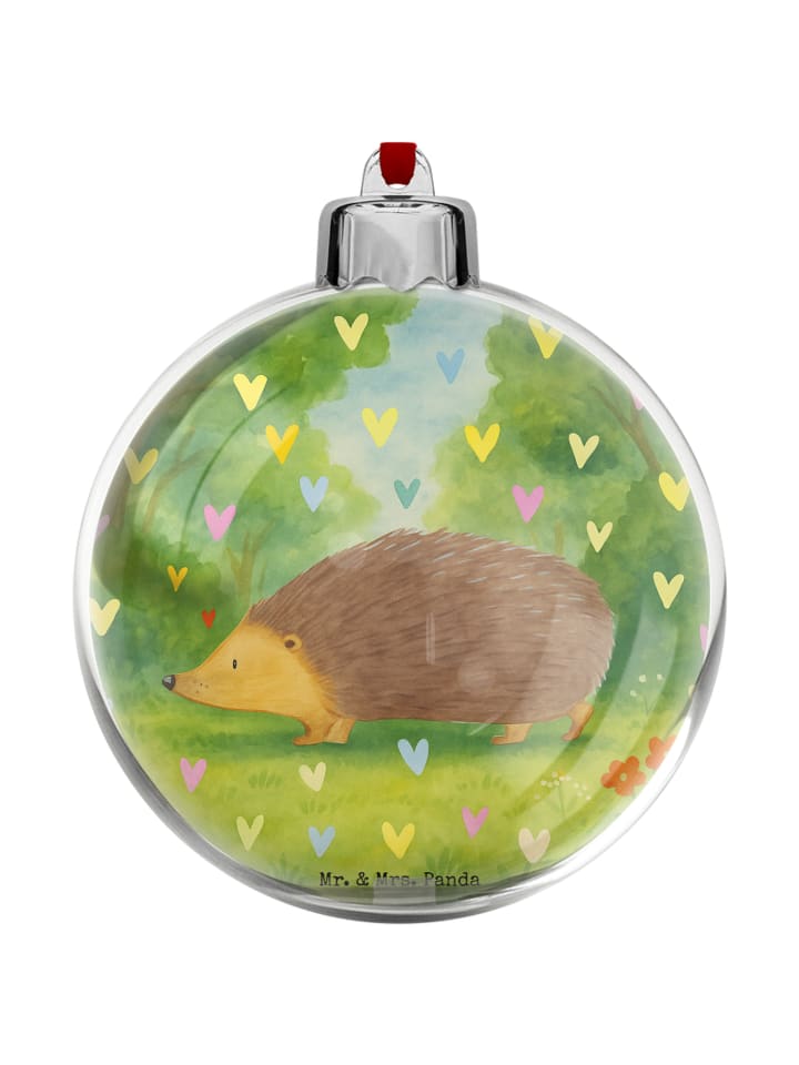 Weihnachtsanhänger Igel Herzen Design ohne Spruch in Weiß