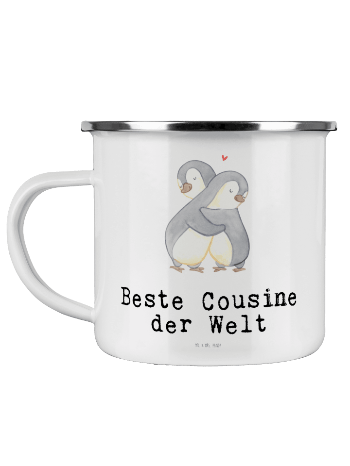 Trinkbecher Pinguin Beste Cousine der Welt mit ... in Weiß