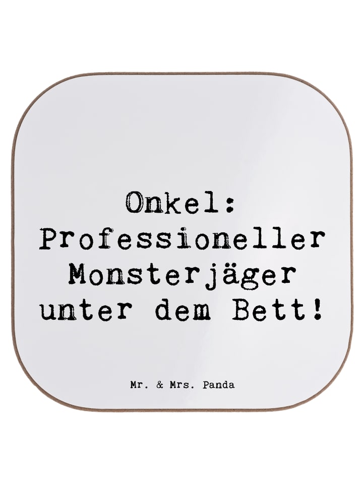 Untersetzer Onkel Monsterjäger mit Spruch in Weiß