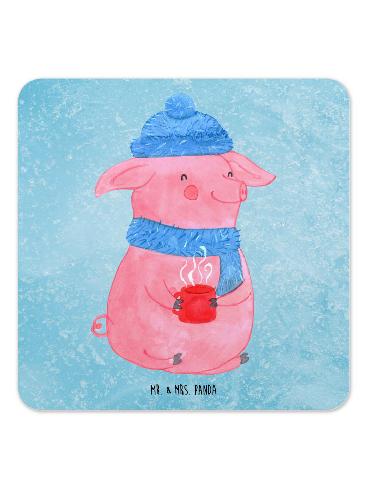 Bierdeckel Schwein Glühwein ohne Spruch in Eisblau