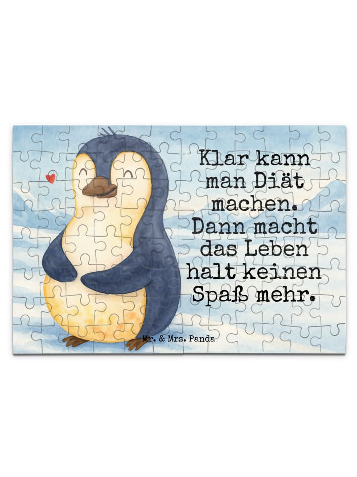 Puzzle Pinguin Diät Design mit Spruch in Weiß