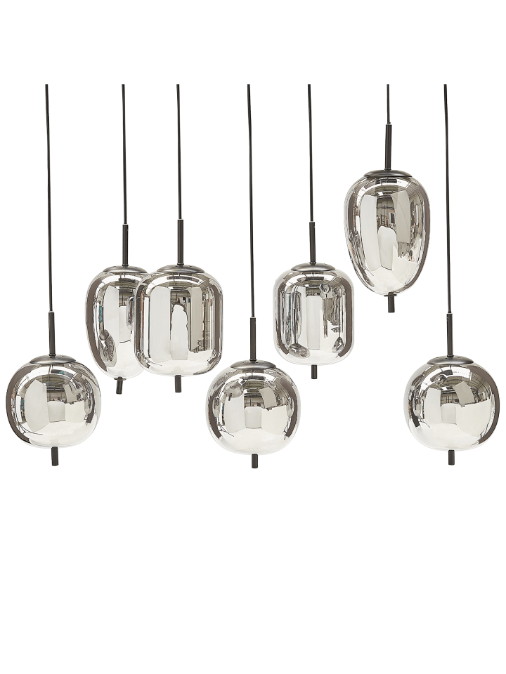 Pendelleuchten TARLO in Silber/Schwarz - (W) 90 x (H) 122 x (L) 35 cm