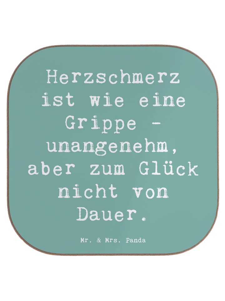Untersetzer Spruch Herzschmerz Grippe mit Spruch in Meeresbrise
