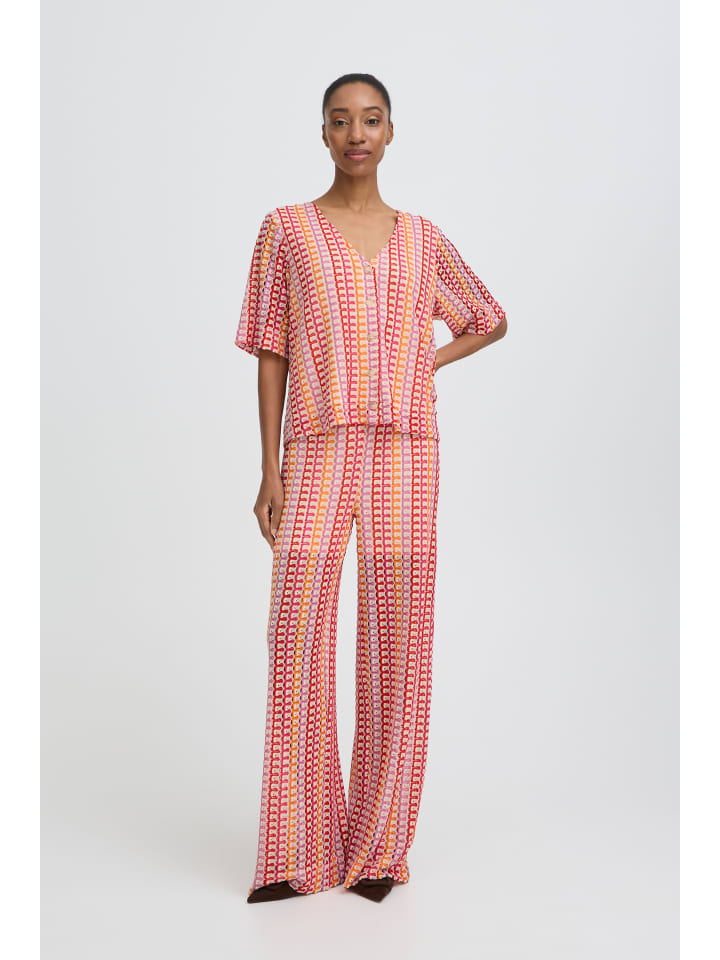 Kurzarm-Bluse BYPRISCA Loose fit in RASPBERRY ROSE MULTI