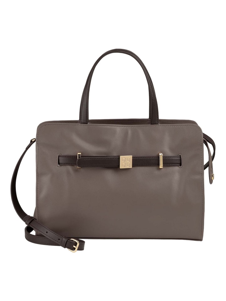 Schultertasche Leder 30 cm taupe