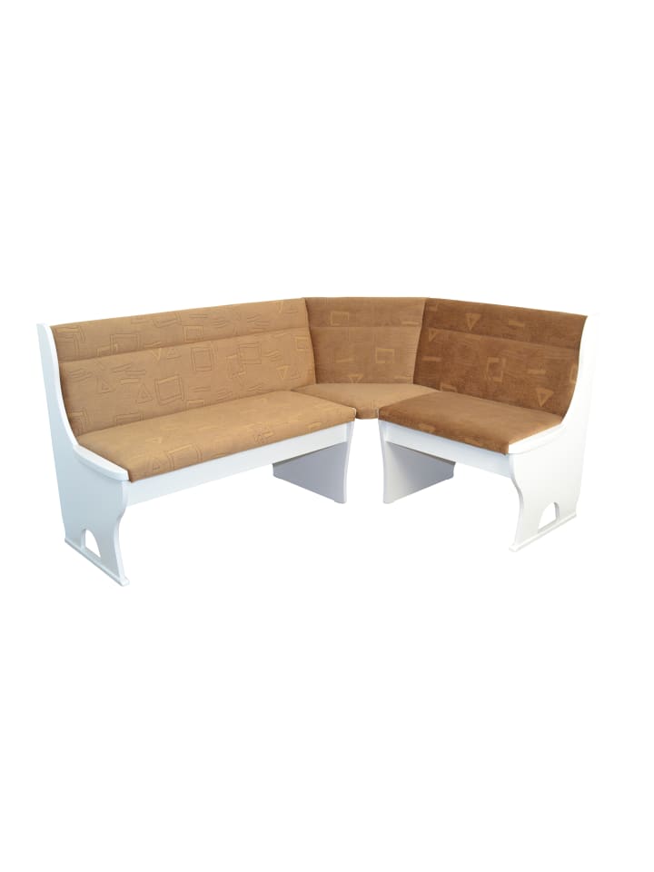 Eckbank 125x165 cm Truheneckbank in weiß/beige