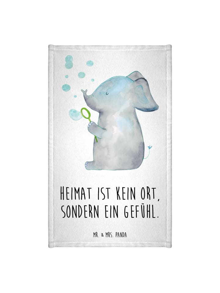 Frottiertuch Elefant Seifenblasen mit Spruch in Weiß