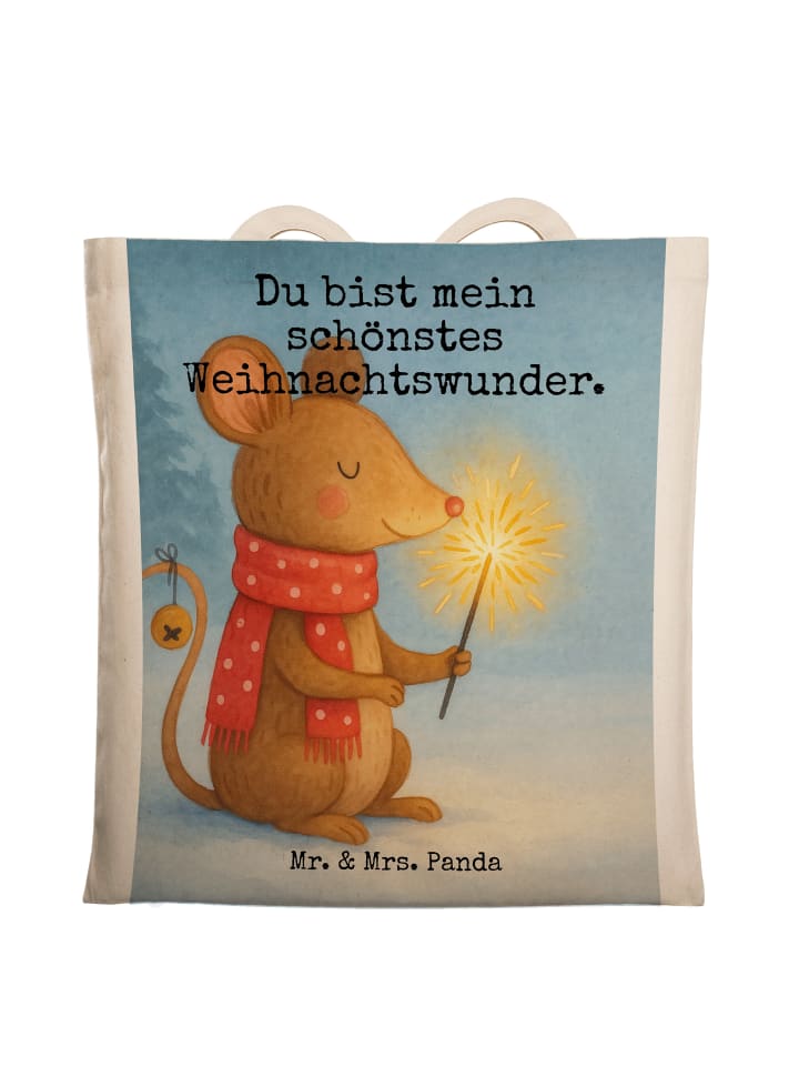 Umhängetasche Maus Weihnachten Design mit Spruch in Weiß