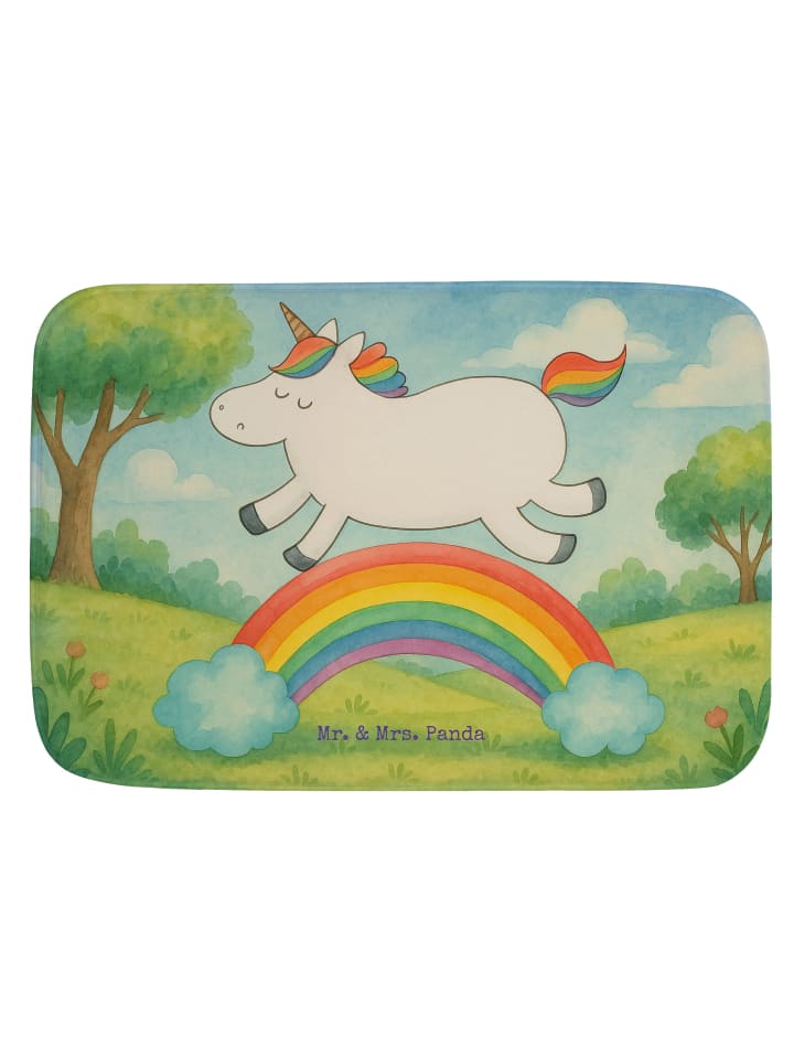 Badteppich Einhorn Regenbogen Design ohne Spruch in Weiß