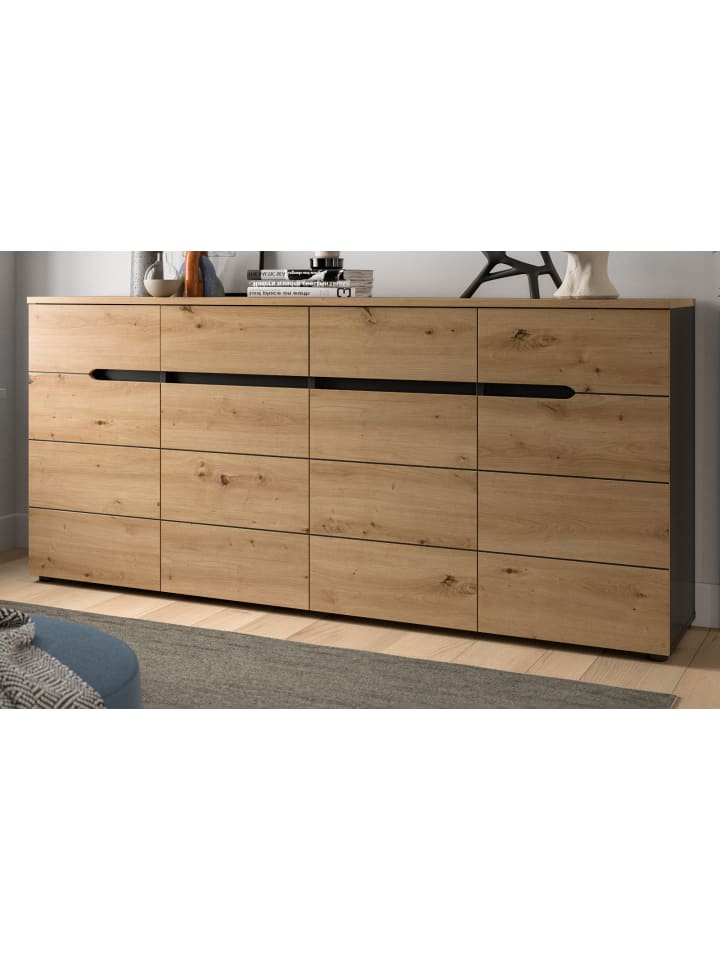 Sideboard Eiche Artisan, grau 173 cm, Kommode mit Soft-Close