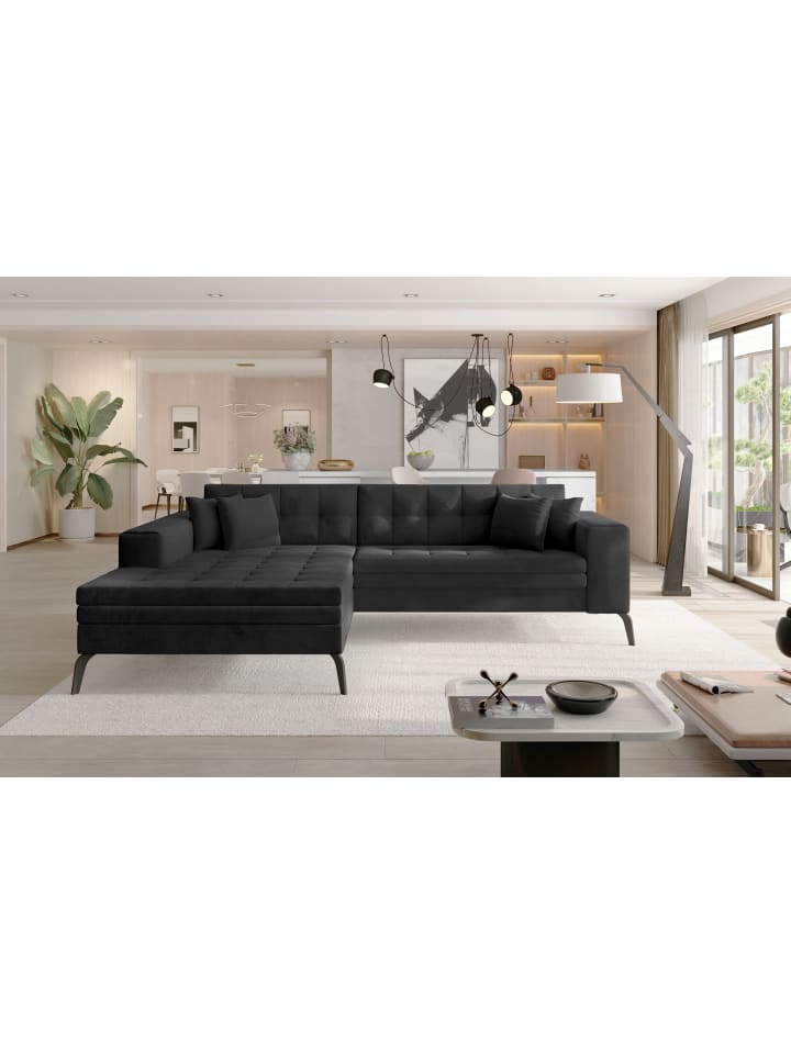 Sokka Recamiere Links in Anthrazit - (L) 292 x (B) 292 x (H) 84 cm