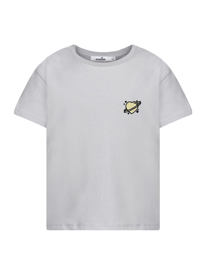 T-Shirt mit Herz-Stickerei in Grau
