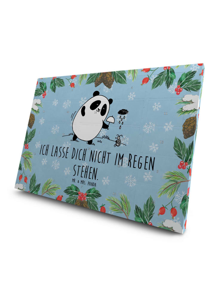 Advents-Teekalender Panda ZuMenschmenhalt mit Spruch in Eisblau