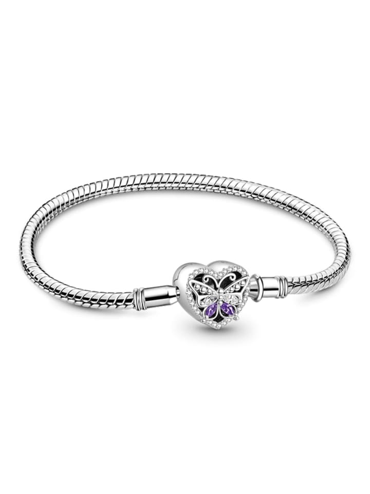 Platinbeschichtete Silberlegierung Schmetterling Armband Länge 17 cm