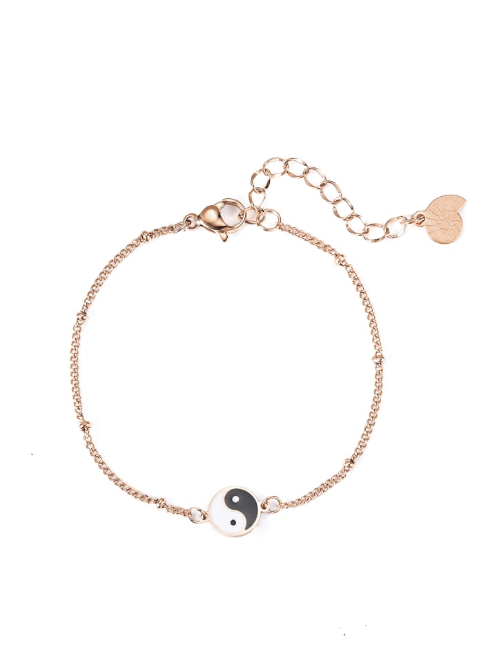Vergold. Armkette Yin Yang Edelstahl in Rosegold - (L) 15,5-19,5 cm 