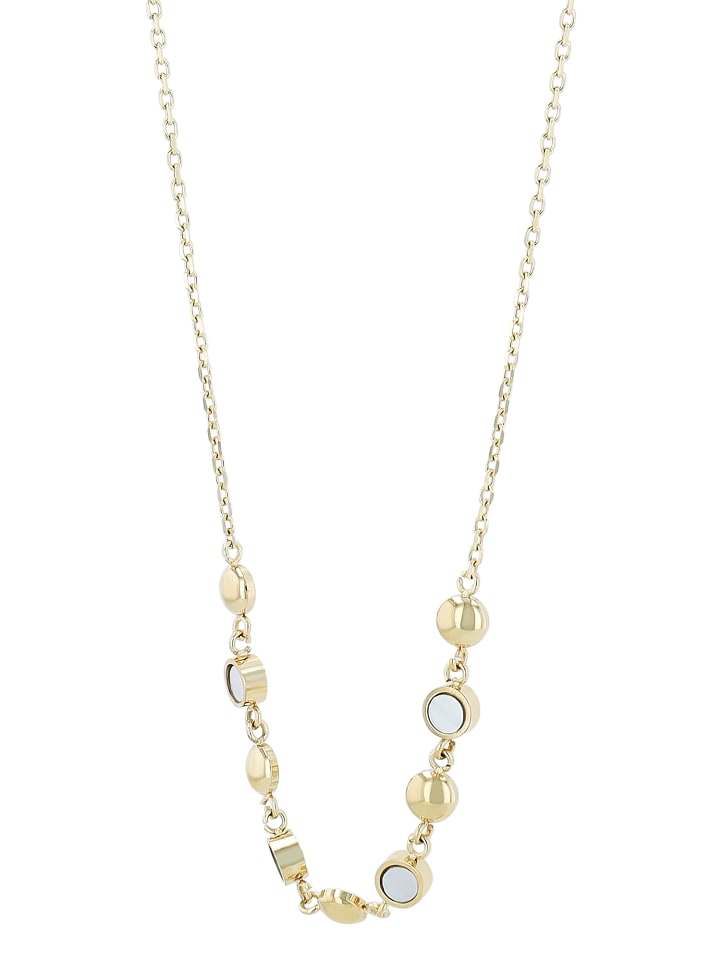 Damen Halskette aus Edelstahl mit Perlmutt 42+5 in gold