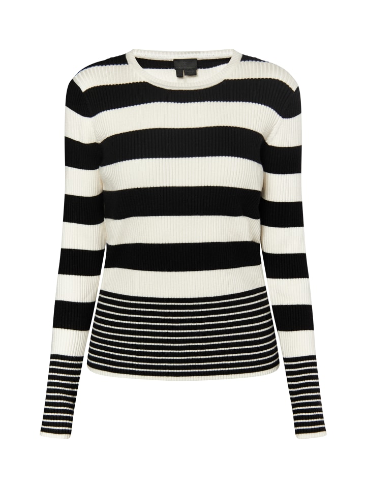 Damen Strickpullover in Wollweiss Schwarz