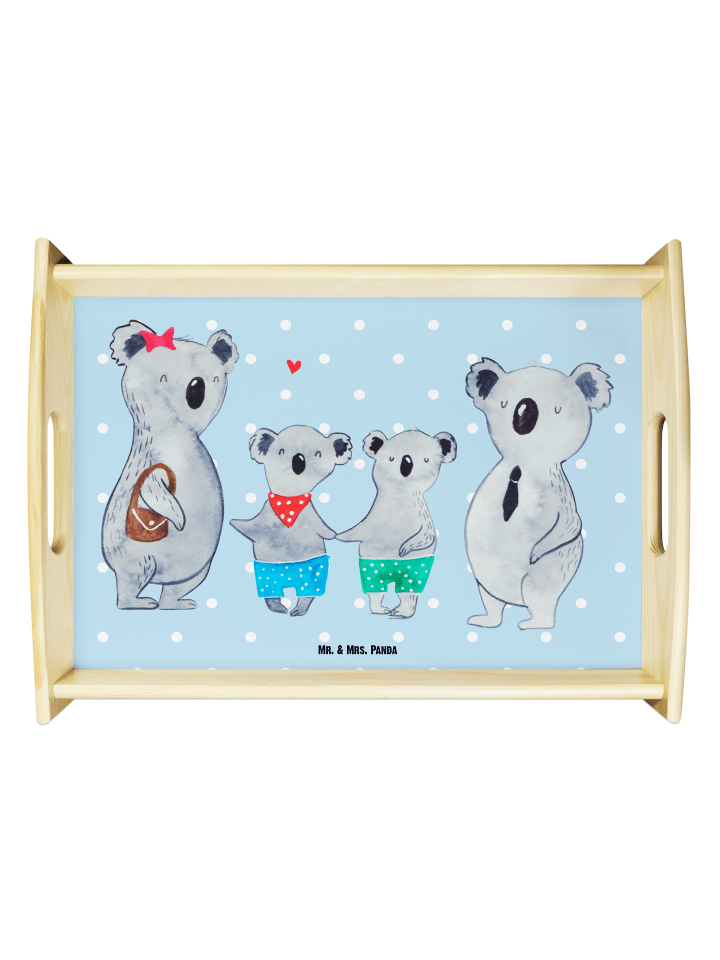 Tablett Koala Familie zwei ohne Spruch in Blau Pastell
