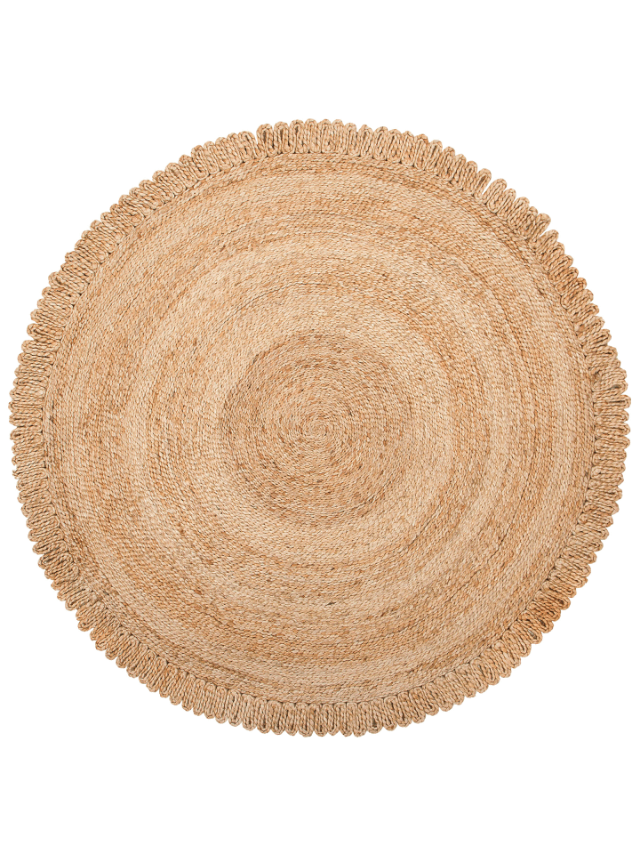 Geflochtener Teppich ERENCE in Beige - (W) 140 x (H) 1.2 x (L) 140 cm