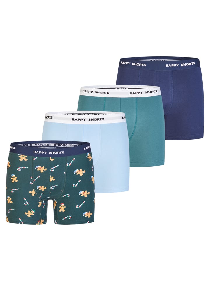 Boxer Christmas in green/ navy Gingerbreadmen + green/blue
