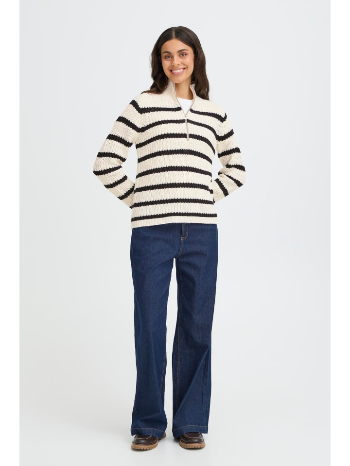 Strickpullover FRKAMIA Regular fit in Whisper White w. Black